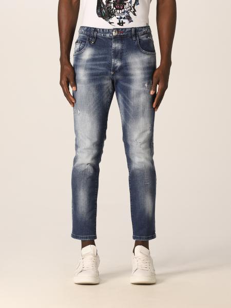Philipp Plein: Philipp Plein cropped jeans in washed denim
