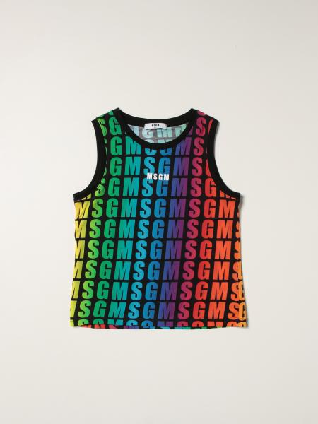 Msgm Kids tank top with all-over multicolor logo