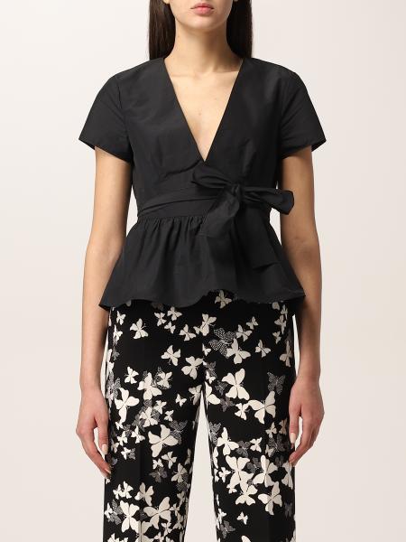 Red Valentino: Red Valentino cropped top with flounce