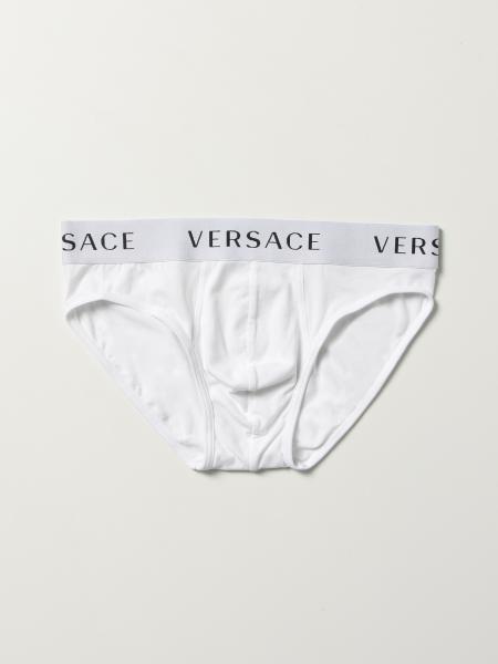Slip Versace in cotone stretch con logo
