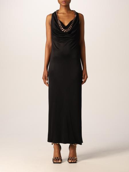 Versace: Versace viscose long dress with chain