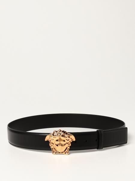 Versace men: Versace smooth leather belt with Medusa