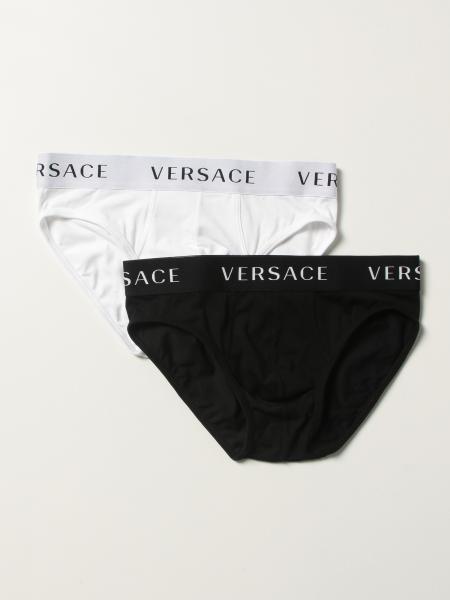 Versace men: Versace cotton briefs bi-pack with logo