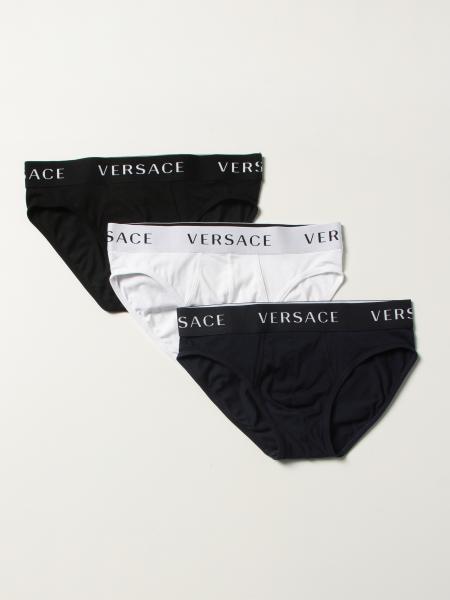 Set 3 slip Versace in cotone con logo