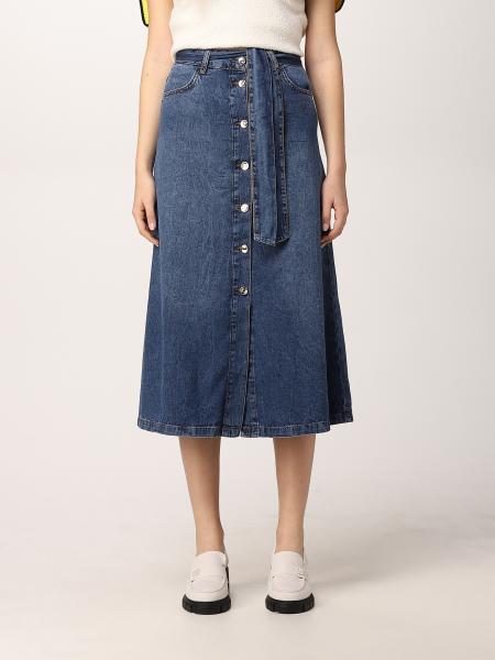 Liu Jo longuette denim skirt with jewel buttons