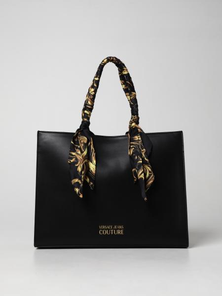 VERSACE JEANS COUTURE: bag in synthetic leather with foulard - Black ...