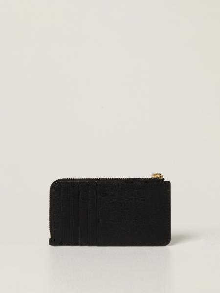 TORY BURCH: credit card holder in saffiano leather - Black | Tory Burch ...