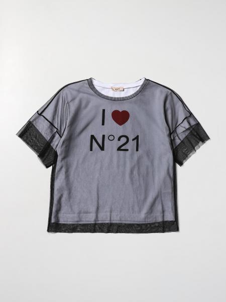 T-shirt N° 21 in cotone e tulle con logo