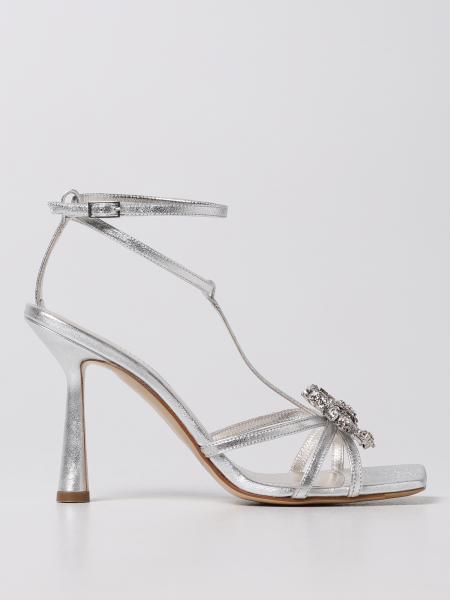 Aldo Castagna heeled sandal in laminated leather with bow