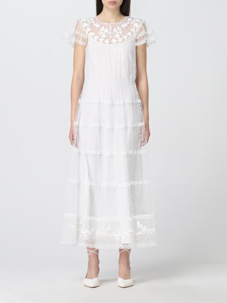Red Valentino: Red Valentino long dress in point d'esprit