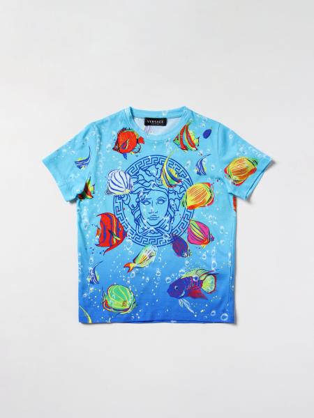 T-shirt Versace Young con stampa pesci all over