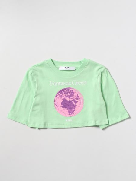 Msgm Kids cropped T-shirt with Fantastic Green print
