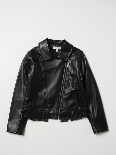 Twinset leather jacket with applied fringes