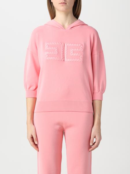 ELISABETTA FRANCHI: Felpa con maxi ricamo - Rosa | Felpa Elisabetta Franchi  MK04B GIGLIO.COM