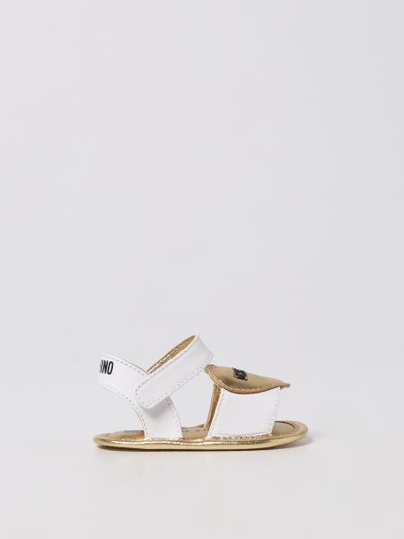 Moschino Kid smooth and laminated leather sandals