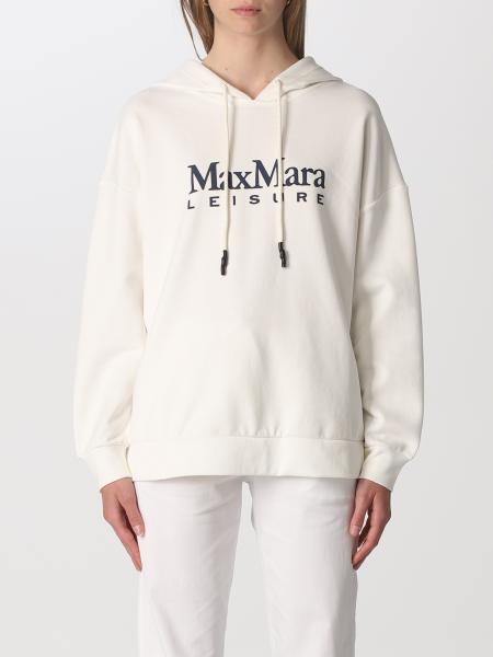 MAX MARA: hoodie with logo print - White | Max Mara sweatshirt ...