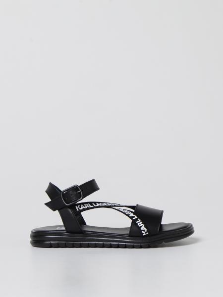 Karl Lagerfeld Kids sandal in leather and ribbon
