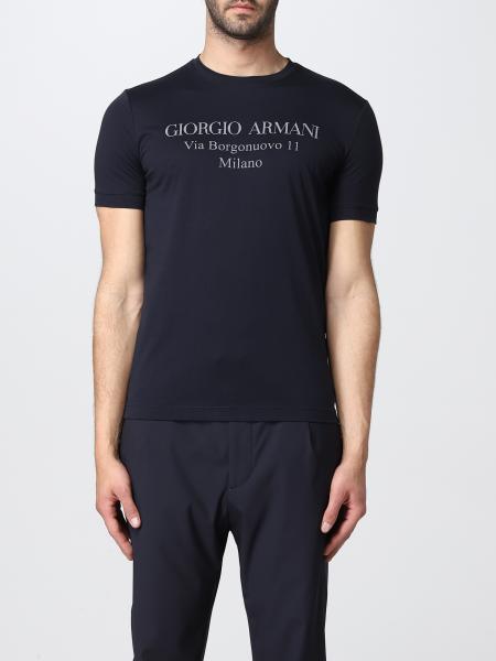 Slid violinist mørk GIORGIO ARMANI: t-shirt with logo - Blue | Giorgio Armani t-shirt  3GST57SJMCZ online on GIGLIO.COM