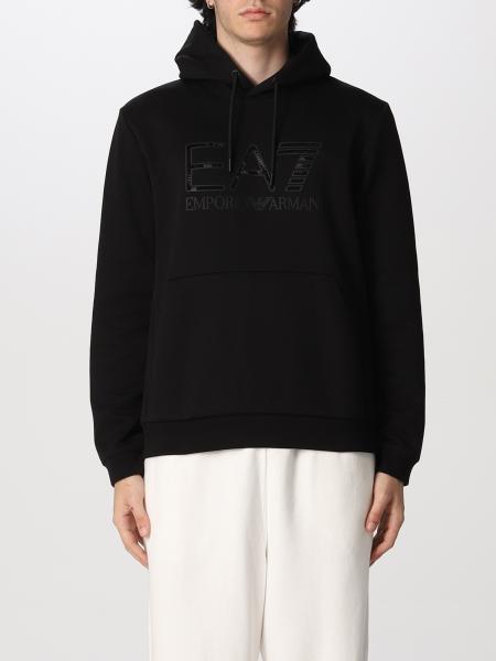 EA7: Basic sweatshirt with maxi logo - Black | Ea7 sweatshirt ...