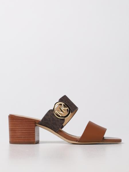 Michael Michael Kors heeled sandals in leather and monogram canvas
