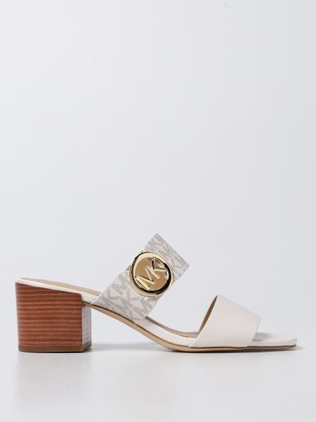 Michael Michael Kors heeled sandals in leather and monogram canvas