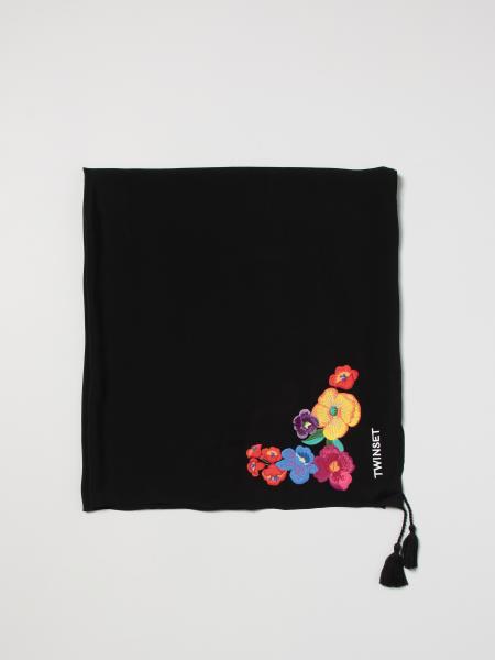 Twinset scarf with floral embroidery