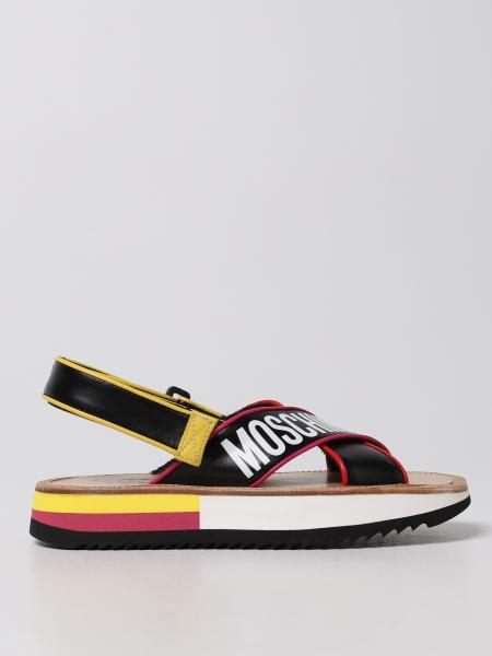Moschino Couture smooth leather flat sandals