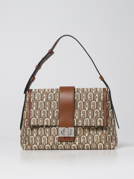 Furla: Charlie M Furla bag in jacquard canvas and leather