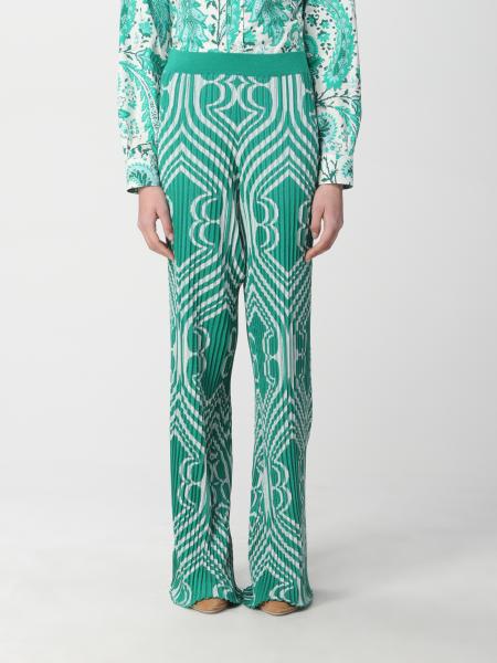 ETRO: pleated jacquard knit pants - Green | Etro pants 196809690 online ...
