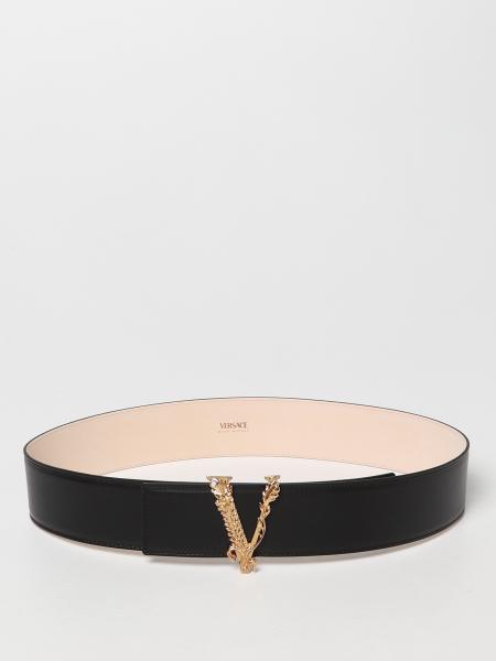 Versace: Versace leather belt with V Virtus