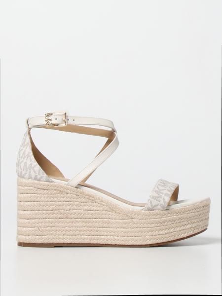 Michael Michael Kors wedge sandal in leather and canvas