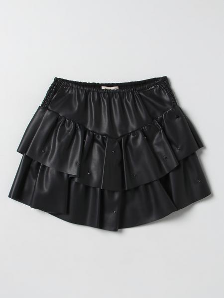 Twinset flounced skirt in eco-leather