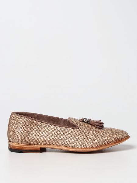 Eleventy moccasin in woven canvas and suede