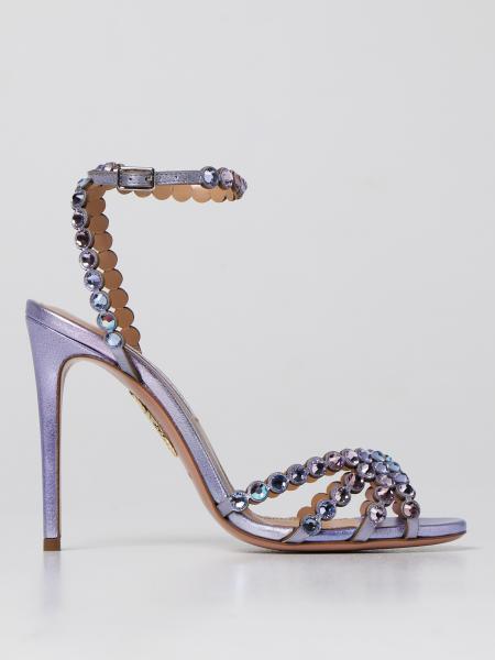 Aquazzura women: Aquazzura heeled sandal with crystals