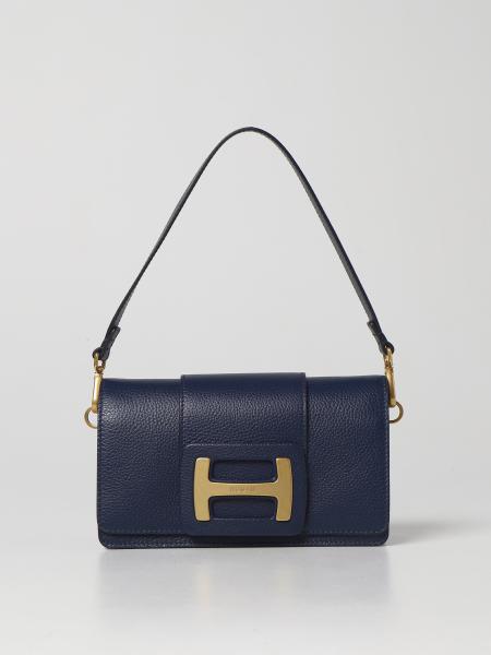 Hogan Shoulder Bag In Textured Leather Blue Hogan Crossbody Bags Kbw01mn0100o6r Online At 