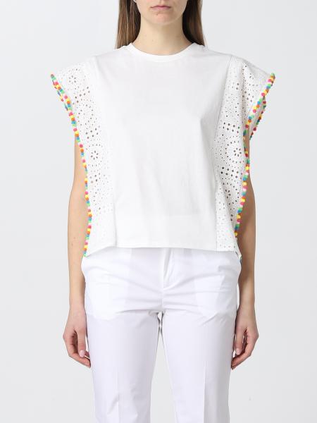 Twinset: Twinset cotton top with multicolor pompoms