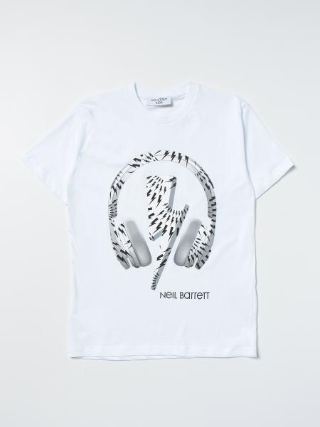 T-shirt Neil Barrett con stampa cuffie e fulmine