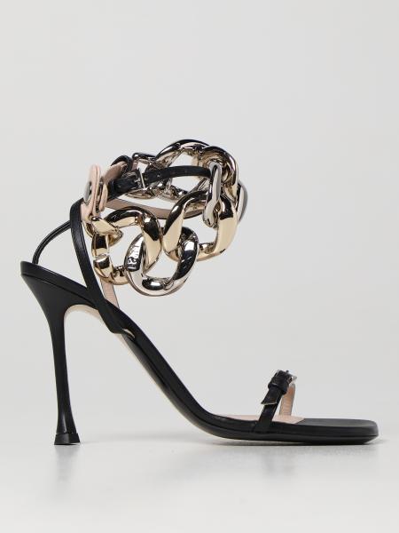 N ° 21 leather sandal with chain detail
