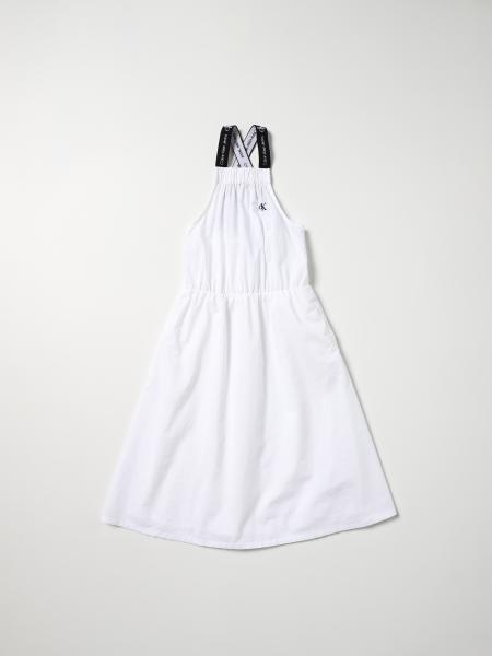 CALVIN KLEIN: Vestido para niña, Blanco | Vestido Calvin Klein IG0IG01409  en línea en 