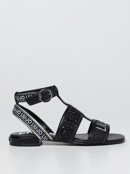 Liu Jo sandals in leather and glitter canvas