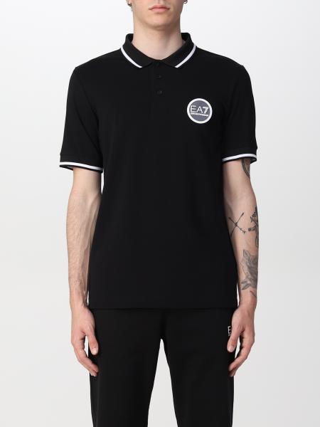 EA7: polo shirt with logo - Black | Ea7 polo shirt 3LPF15PJ5MZ online ...