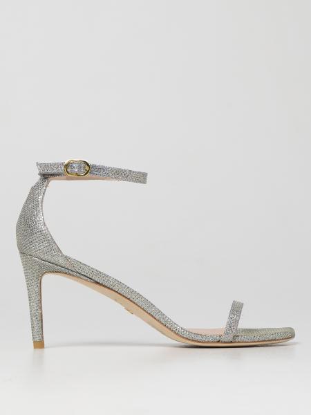 Stuart Weitzman: Stuart Weitzman heeled sandals in lurex fabric