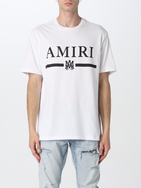 AMIRI Luxury T Shirt For Men Amiri White Logo Khaki T Shirt - Stylemyle