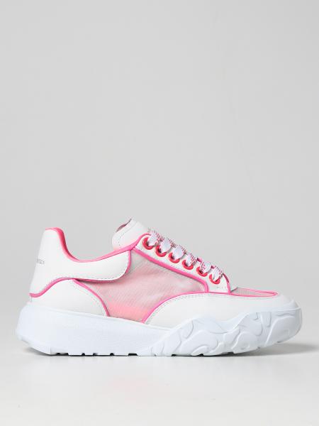 ALEXANDER MCQUEEN: leather and mesh sneakers - White | Alexander ...