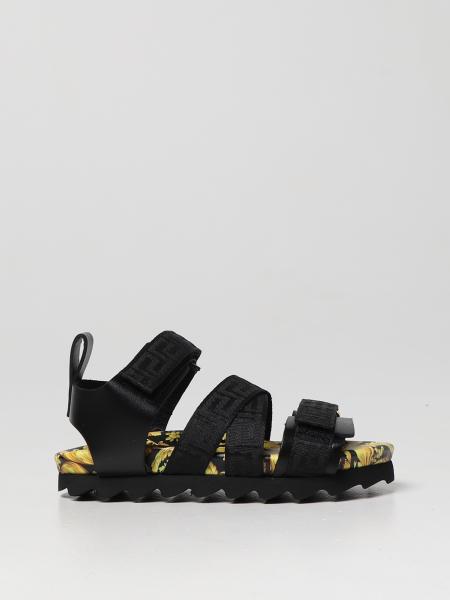 Versace Young sandals in ribbon and leather