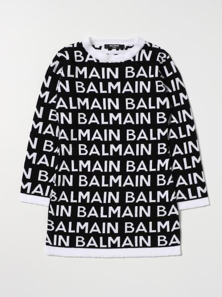 Kids' Balmain: Balmain knit dress with logo all-over