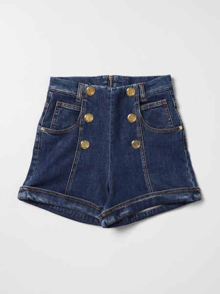 Balmain bambino: Pantaloncino di jeans Balmain stile doppiopetto