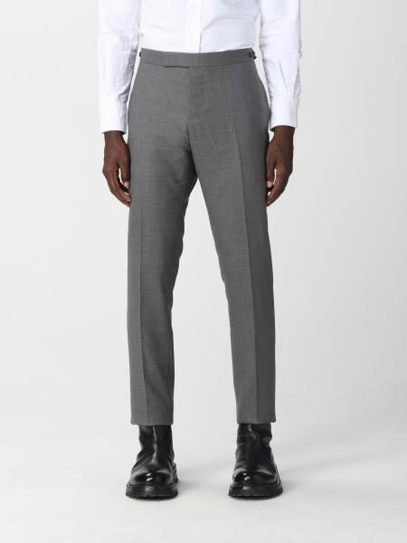 Thom Browne men: Thom Browne skinny pants with side tab in Super 120's twill