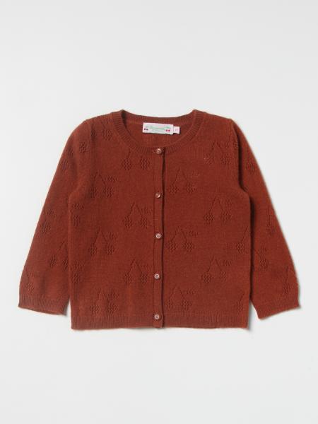 Cardigan a girocollo Bonpoint con ciliegie traforate