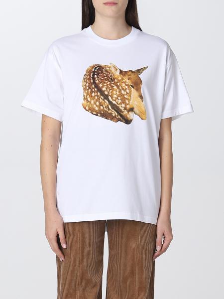 T-shirt oversize Burberry in cotone con stampa cerbiatto